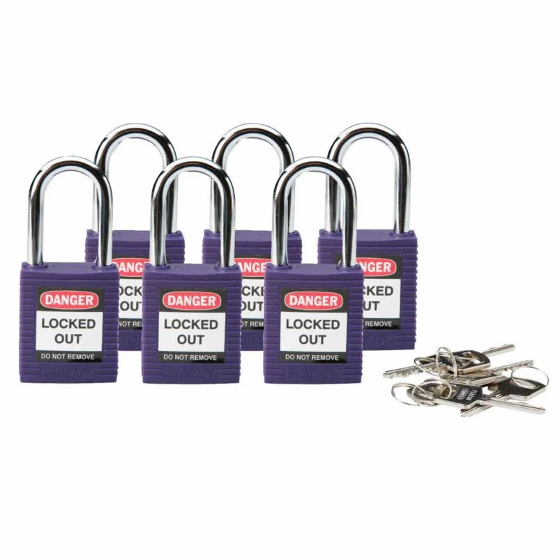 Snelle Levering Brady - Hangsloten - Brady-veiligheidshangsloten - SFTY PADLOCK STEEL 38MM SHA PURPLE 6/PAC - 813637 - 86813637
