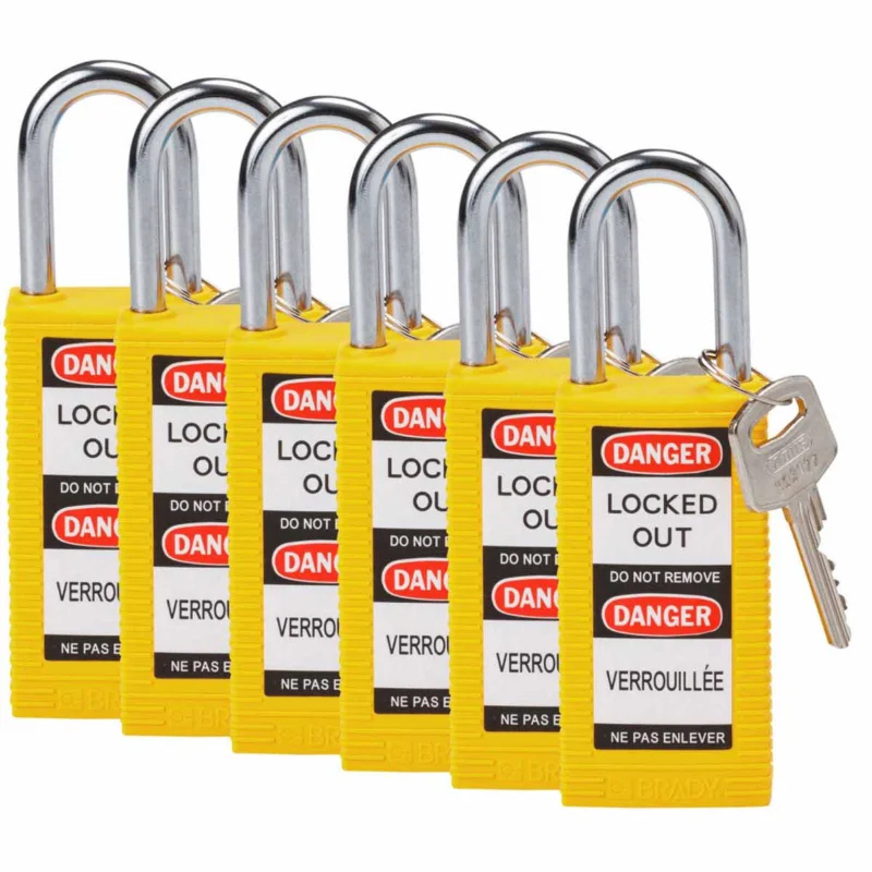 Betrouwbaar Lockout Hangsloten - LONG BODY SFTY LOCK, 1.5" KD YELLOW 6/PK