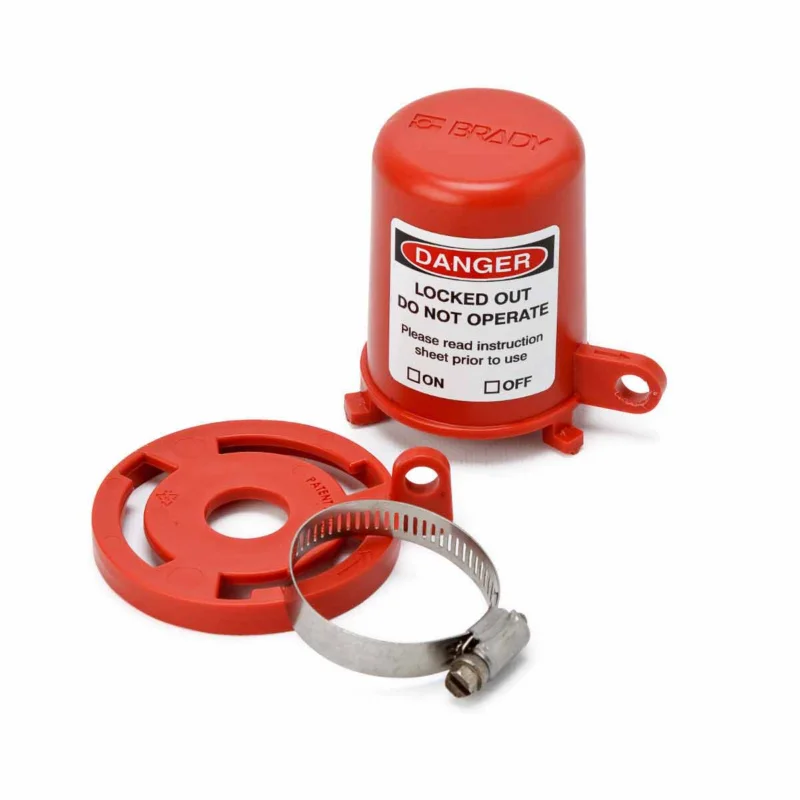 Brady - Lockout voor mechanische gevaren - Vergrendelingssysteem voor plugafsluiters - BASE COVER PLUG VALVE LOCKOUT 7/8" RED - 113231 - 86113231 Gereduceerde Prijs