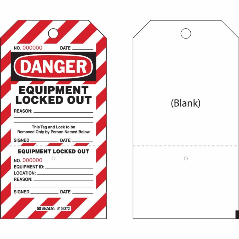 Brady - Lockout Tagout Tags - Tweedelige geperforeerde tags - B853 7"X4" BLK/RED/WHT 1-SIDED 25/PK - 105372 - 86105372 Koop Online