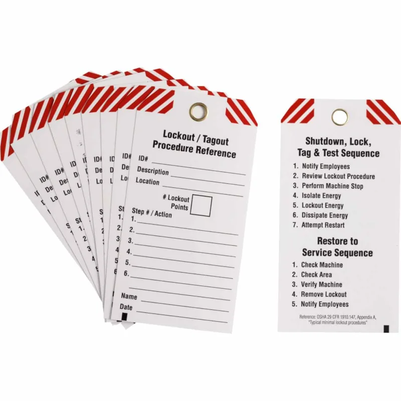 Brady - Lockout Tagout Tags - Beschrijfbare lockout-tags - 10 WRITE-ON LO PROCEDURE TEMPLATE TAGS - 148863 - 86148863 Gecertificeerd