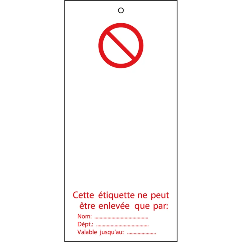 Tijdelijk Beschikbaar Lockout Tags - TAG-VIERGE FR-50X110MM