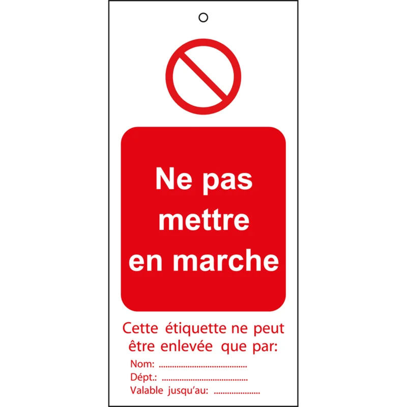 Shop Nu Lockout Tags - TAG-NE PAS METTRE.-50X110MM