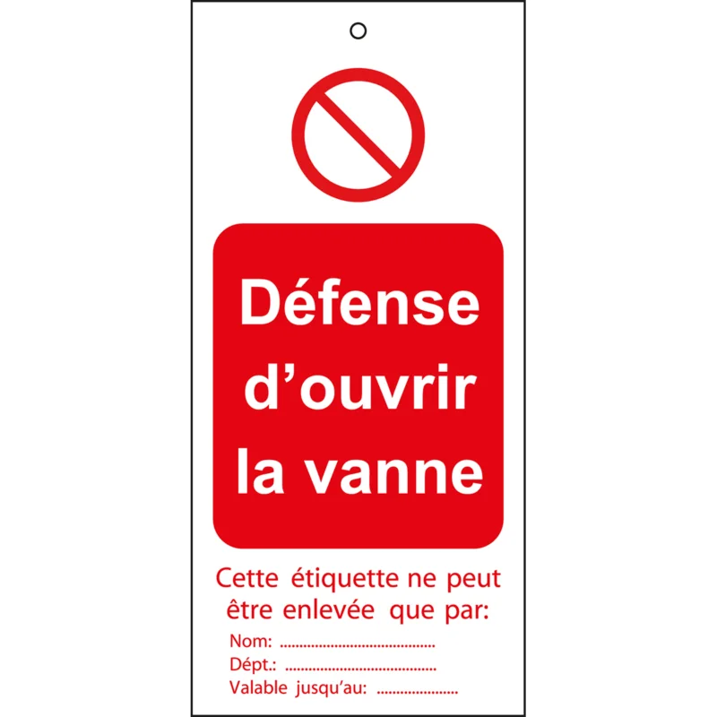 Alleen Vandaag Lockout Tags - TAG-DEFENSE D‘OUV R.-50X110MM