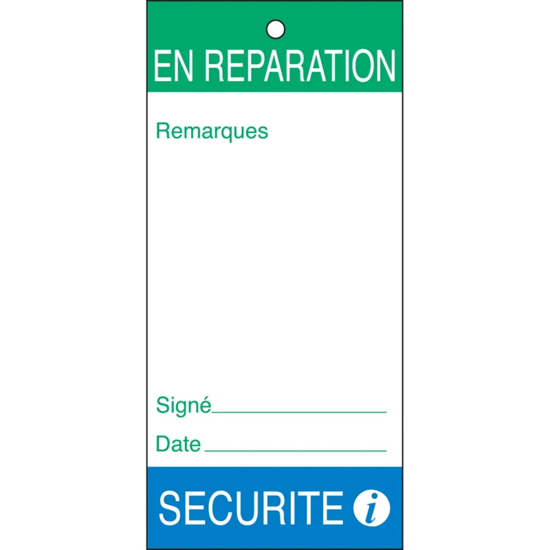 Rechtstreeks Van De Fabrikant Lockout Tags - TAG-F- EN RÉPARATION SÉCURITÉ-75X160MM