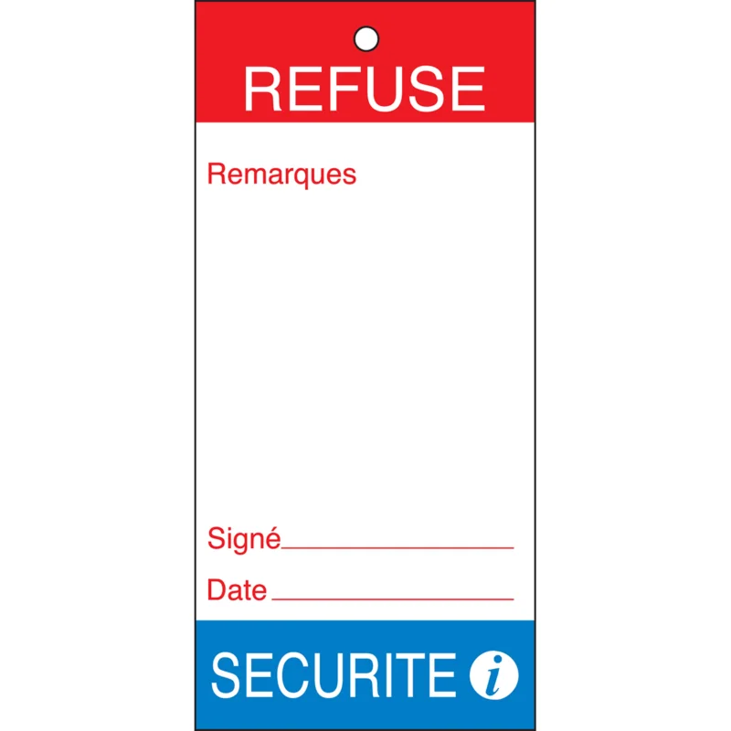 Actieprijs Lockout Tags - TAG-F- REFUSÉ SÉCURITÉ-75X160MM