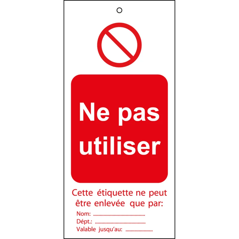 Shop Nu Lockout Tags - TAG-F NE PAS UTILISIER-75X160MM