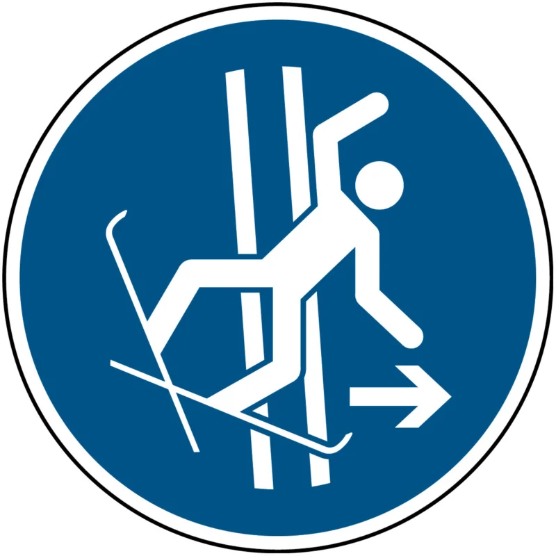Brady - Gebodspictogram - Verlaat het sleepspoor onmiddellijk bij een val – ISO 7010 - M/M035/NT-ALU-DIA200/1-B - 135442 - 86135442 Hoge Kwaliteit