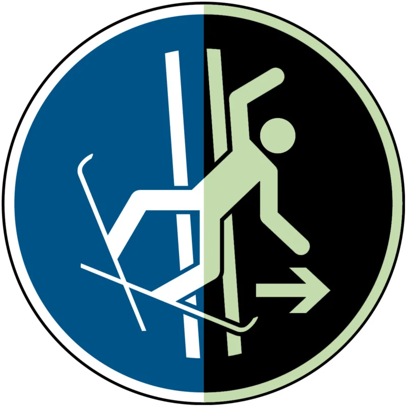 Betaalbaar Brady - Gebodspictogram - Verlaat het sleepspoor onmiddellijk bij een val – ISO 7010 - M/M035/NT-SA-PHOLUMC-DIA100/1-B - 135461 - 86135461