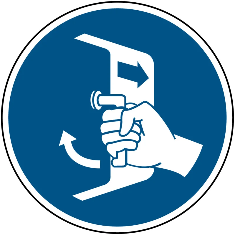 Brady - Gebodspictogram - Luiken sluiten en beveiligen – ISO 7010 - M/M037/NT-PP-DIA150/1-B - 135492 - 86135492 Koop Vandaag