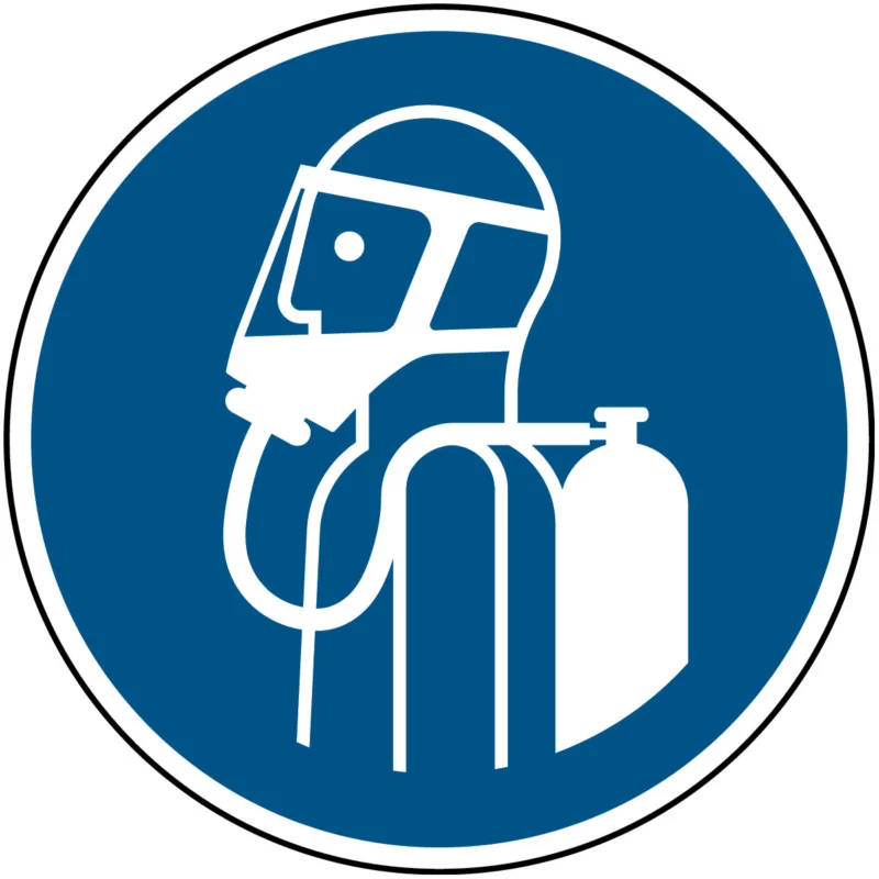 Alleen Vandaag Brady - Gebodspictogram - Gebruik autonoom ademhalingstoestel – ISO 7010 - M/M047/NT-SA-DIA150/1-B - 135663 - 86135663