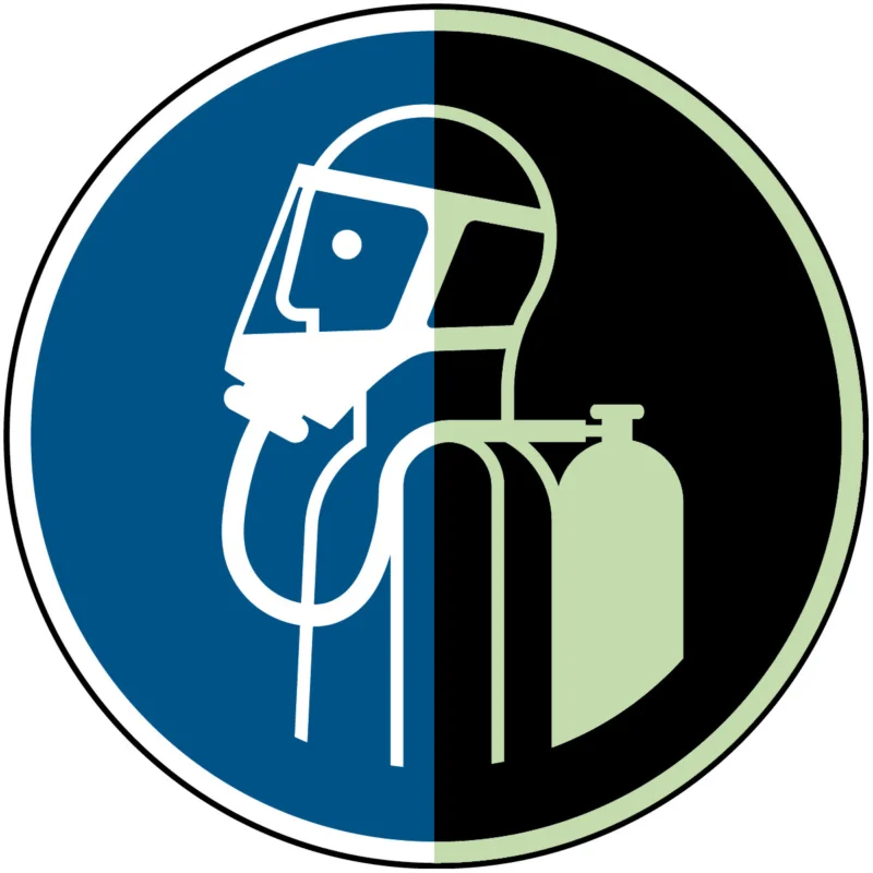 Brady - Gebodspictogram - Gebruik autonoom ademhalingstoestel – ISO 7010 - M/M047/NT-PP-PHOLUMB-DIA150/1-B - 135666 - 86135666 Favoriet