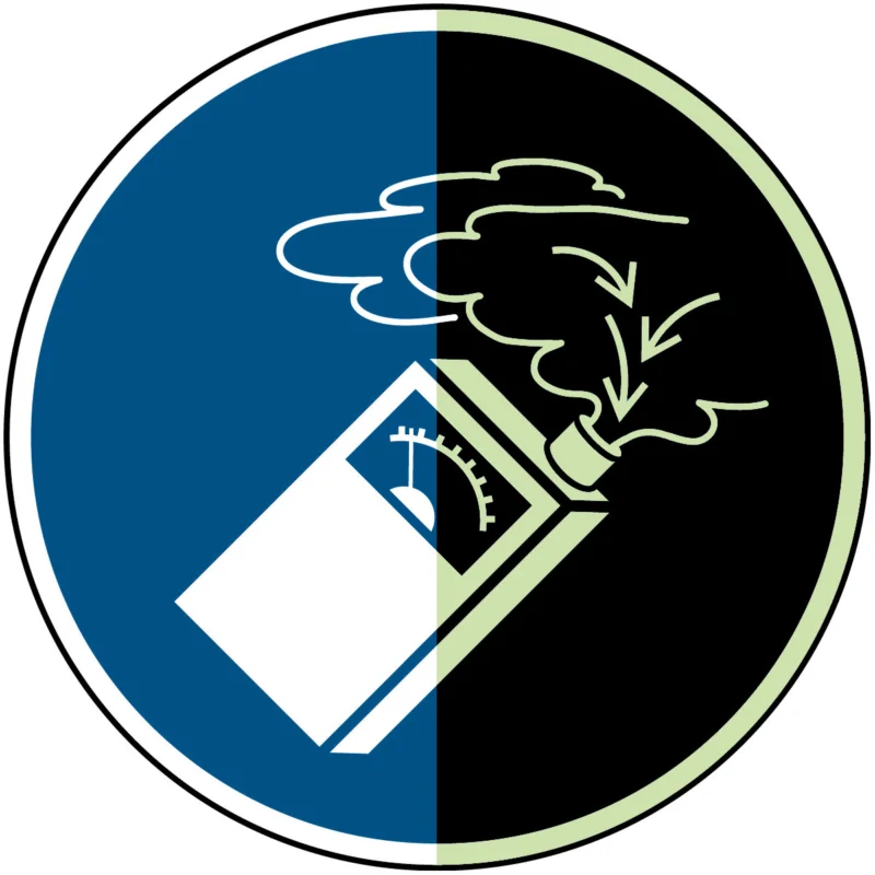 Brady - Gebodspictogram - Gebruik de gasdetector – ISO 7010 - M/M048/NT-PP-PHOLUMB-DIA150/1-B - 135693 - 86135693 Koopje
