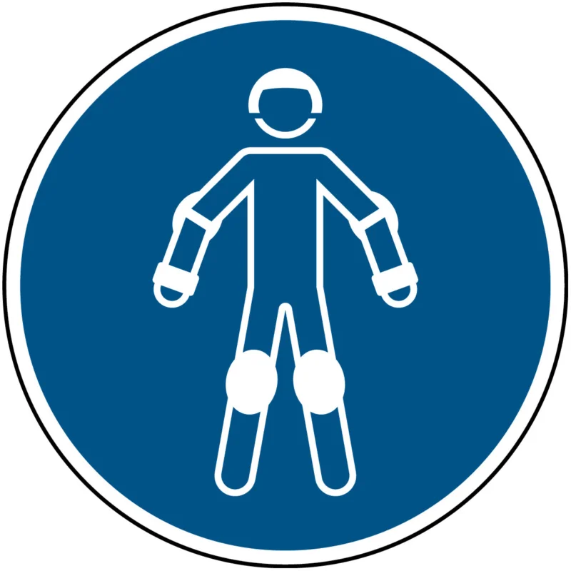 Brady - Gebodspictogram - Draag beschermende rollersportuitrusting – ISO 7010 - M/M049/NT-ALU-DIA100/1-B - 135717 - 86135717 Voordeelprijs