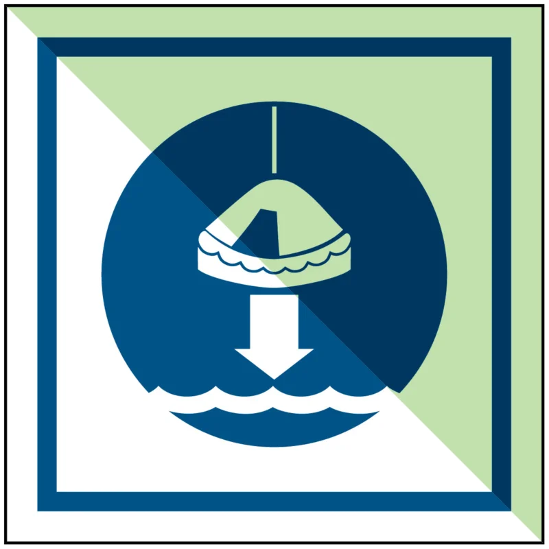 Brady - Gebodspictogram - Reddingsvlot te water laten – IMO - M/IMO205-PP-PHOLUMB-150x150/1-B - 195293 - 86195293 Hete Deal