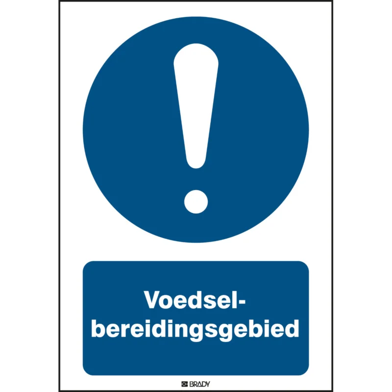 Brady - Gebodspictogram - ISO Veiligheidspictogram - Voedselbereidingsgebied - M/M001/NL351/TM-148X210-1 - 198815 - 86198815 Koop Vandaag