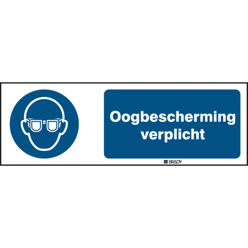 Brady - Gebodspictogram - ISO Veiligheidspictogram - Oogbescherming verplicht - M/M004/NL238/TM-150X50-1 - 198893 - 86198893 Direct Verzonden