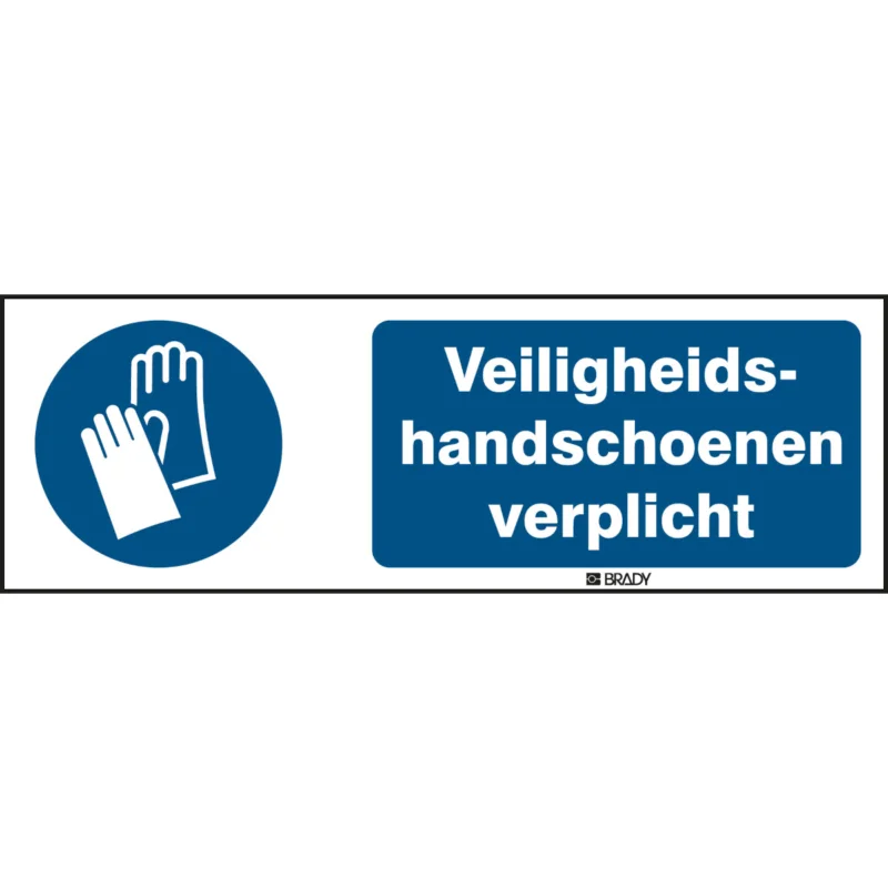Brady - Gebodspictogram - ISO Veiligheidspictogram - Veiligheidshandschoenen verplicht - M/M009/NL244/TM-150X50-1 - 198947 - 86198947 Premium