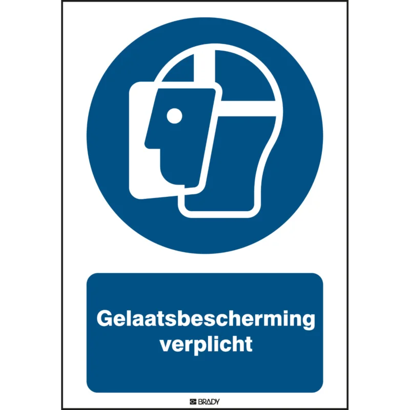 Rechtstreeks Van De Fabrikant Brady - Gebodspictogram - ISO Veiligheidspictogram - Gelaatsbescherming verplicht - M/M013/NL279/TM-297X420-1 - 199033 - 86199033