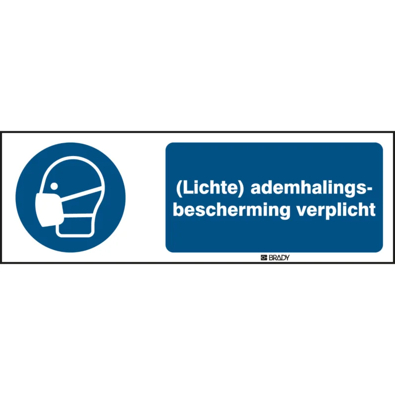 Brady - Gebodspictogram - ISO Veiligheidspictogram - Ademhalingsbescherming verplicht - M/M016/NL49/TM-450X150-1 - 199111 - 86199111 Bestseller