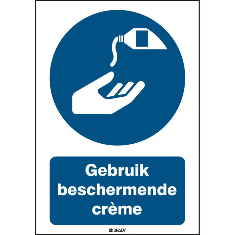 Betrouwbaar Brady - Gebodspictogram - ISO Veiligheidspictogram - Gebruik beschermende crème - M/M022/NL286/TM-148X210-1 - 199139 - 86199139