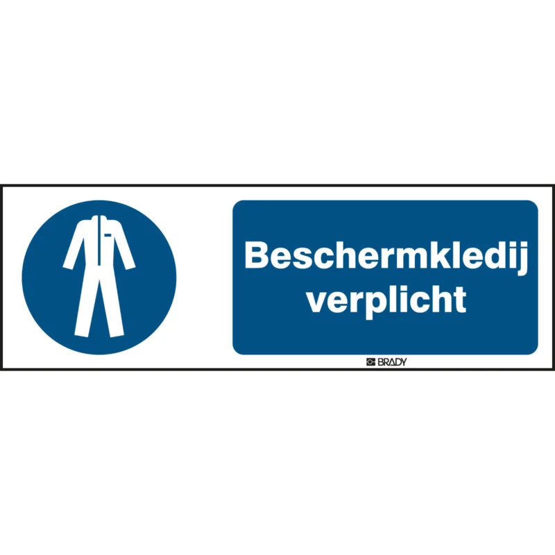 Bestel Nu Brady - Gebodspictogram - ISO Veiligheidspictogram - Beschermkledij verplicht - M/M010/NL151/TWM-297X105-1 - 199546 - 86199546
