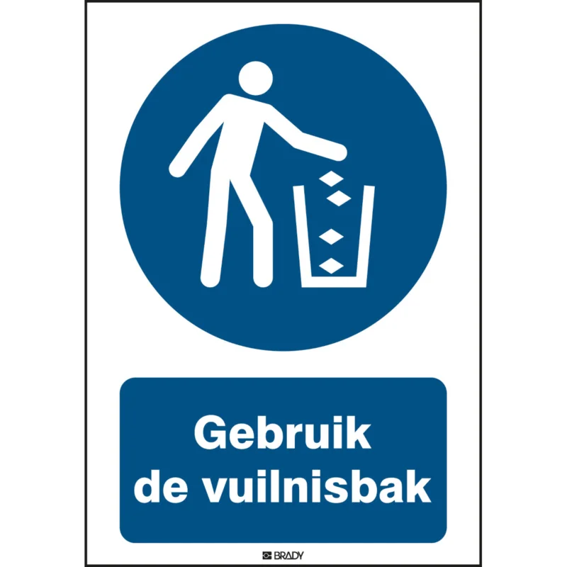 Brady - Gebodspictogram - ISO Veiligheidspictogram - Gebruik de vuilnisbak - M/M030/NL353/TWM-148X210-1 - 199818 - 86199818 Flitsaanbieding
