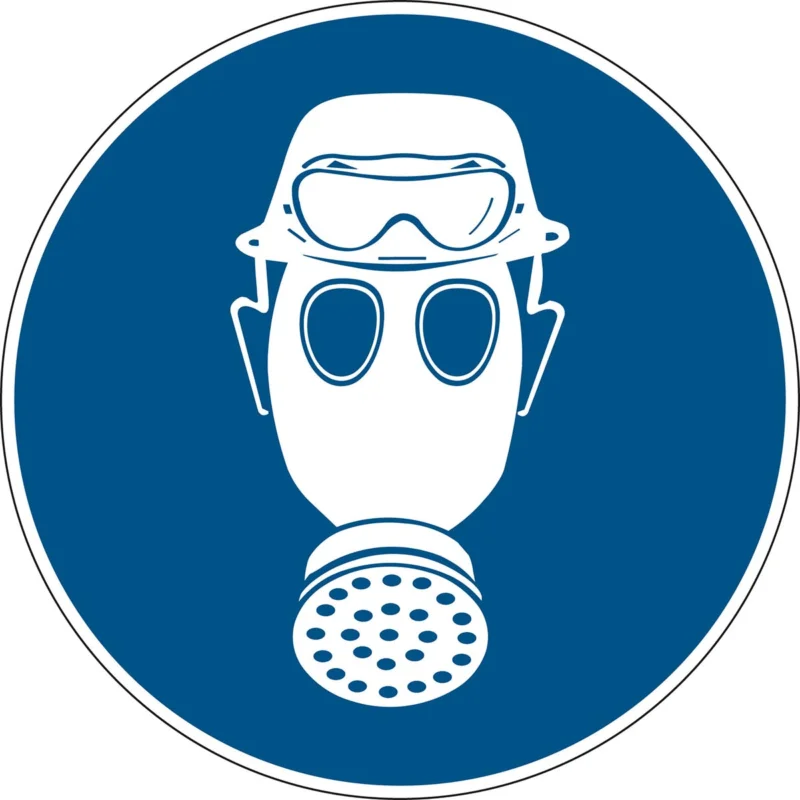 Brady - Gebodspictogram - Gebodspictogram - Dragen van helm, gasmasker en zuurbril verplicht - PIC 621-DIA 200-B7541 - 222836 - 86222836 Direct Beschikbaar