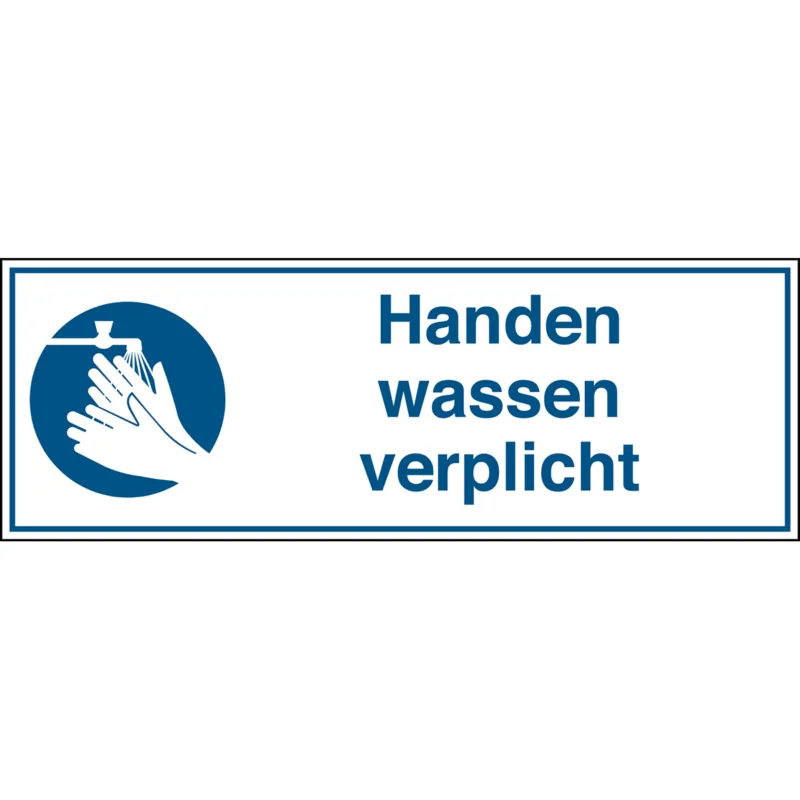 Brady - Gebodspictogram - Gebodspictogram - Handen wassen verplicht - Handen wassen verplicht - STN 667-450X150-B7527 - 253227 - 86253227 Meest Verkocht