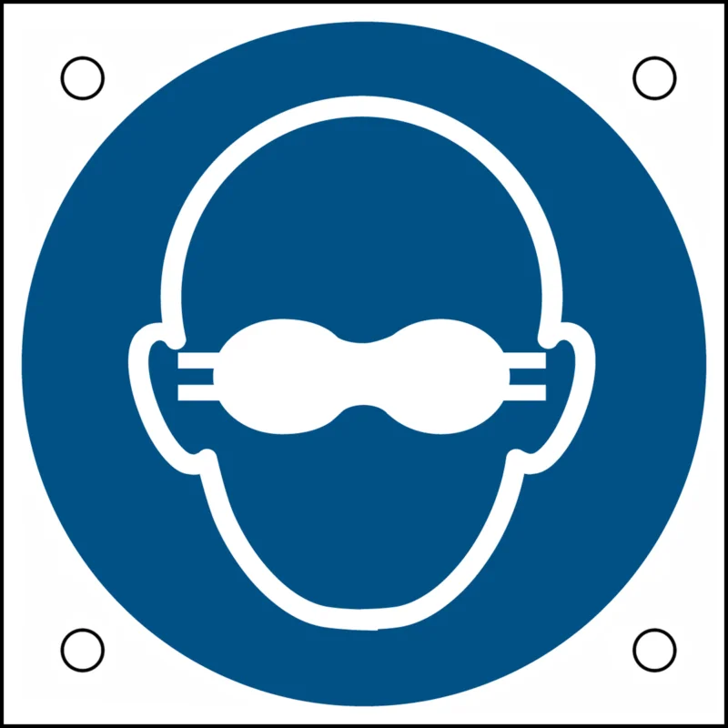 Brady - Gebodspictogram - ISO-veiligheidspictogram – Dragen van opaak bril verplicht - M/M007/NT/ALU05-50X50-1 - 302680 - 86302680 Hoge Kwaliteit
