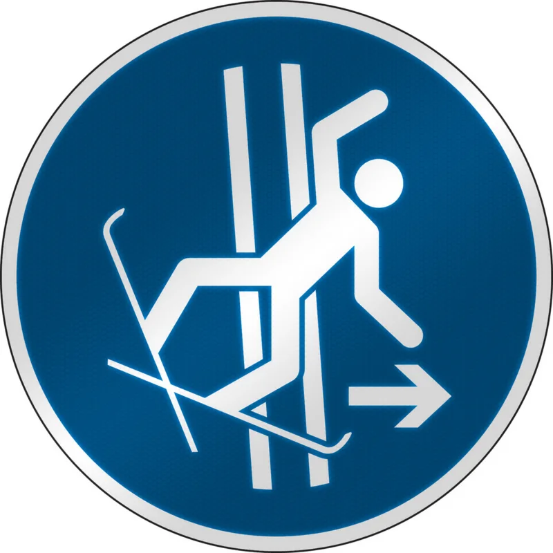 Tijdelijk Beschikbaar Brady - Gebodspictogram - ISO-veiligheidspictogram -Verlaat het sleepspoor onmiddellijk bij een val - M/M035/NT/RFL-DIA395-1 - 303218 - 86303218