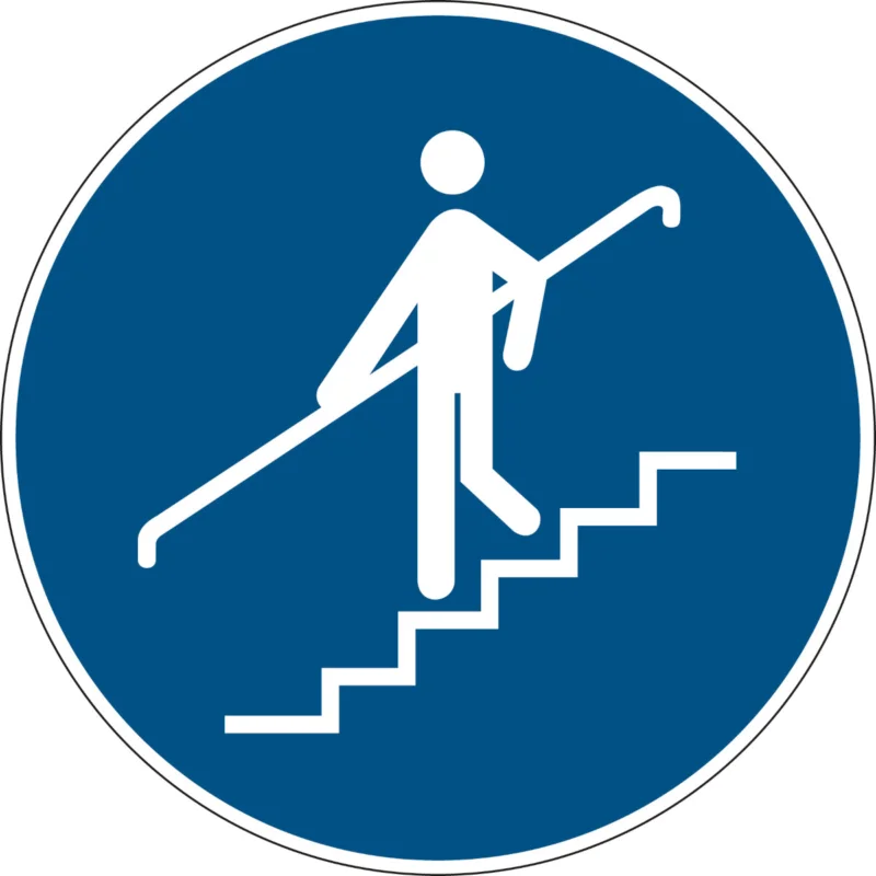Brady - Gebodspictogram - Gebodspictogram - Hand aan de reling verplicht - PIC 1210-DIA 100-B7527 - 803691 - 86803691 Bestel Nu
