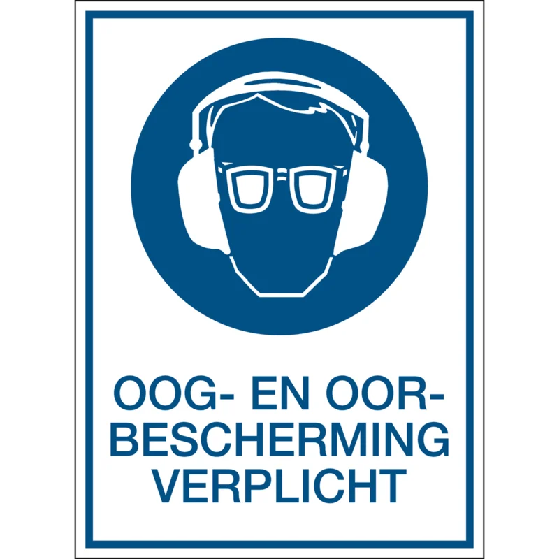 Brady - Gebodspictogram - A3 Sign - Oog- en oorbescherming verplicht - PIC 268-N-A3-B7527 - 808376 - 86808376 Laatste Kans