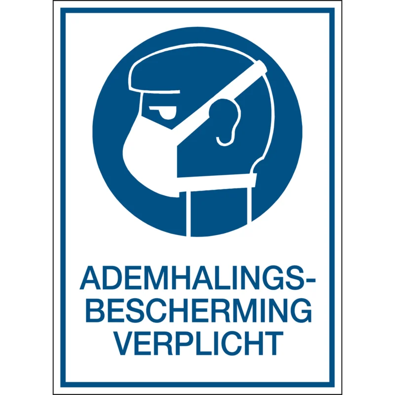 Brady - Gebodspictogram - A5 Sign - Ademhalingsbescherming verplicht - PIC 267-N-A5-B7541 - 809000 - 86809000 Direct Beschikbaar
