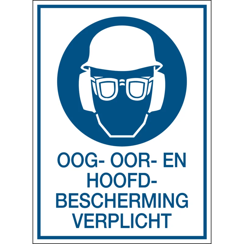 Brady - Gebodspictogram - A4 Sign - Oog-, oor- en hoofdbescherming verplicht - PIC 264-NSA-A4-B7527 - 809761 - 86809761 Merkproduct