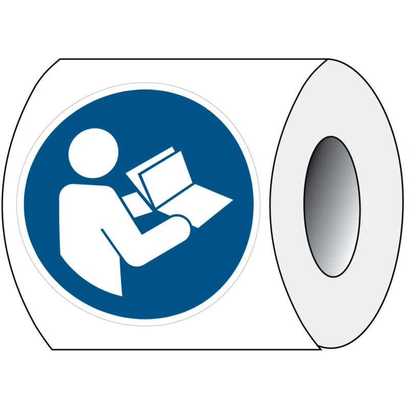 Brady - Gebodspictogram - ISO Veiligheidspictogram - Gebruiksaanwijzing in acht nemen - PIC M002-Dia 050-PE-ROLL/1 - 818119 - 86818119 Uitverkoop