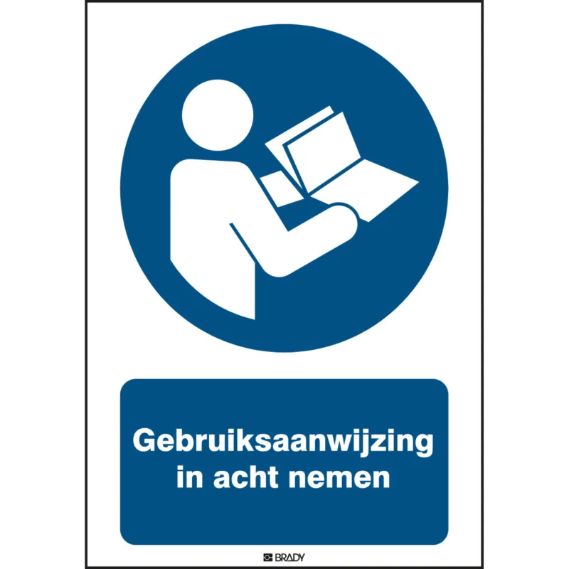 Brady - Gebodspictogram - ISO 7010 Pictogrammen - Gebruiksaanwijzing in acht nemen - STNL M002-297x420-PE-CRD/1 - 818157 - 86818157 Beperkt Aanbod