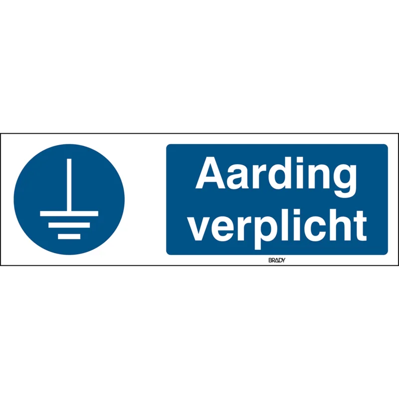Rechtstreeks Van De Fabrikant Brady - Gebodspictogram - ISO 7010 Pictogrammen - Aarding verplicht - STNL M005-450x150-PP-CRD/1 - 818616 - 86818616
