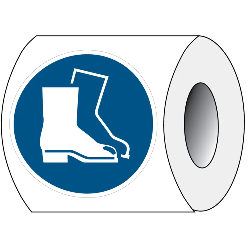 Brady - Gebodspictogram - ISO Veiligheidspictogram - Veiligheidsschoenen verplicht - PIC M008-Dia 100-PE-ROLL/1 - 819015 - 86819015 Premium