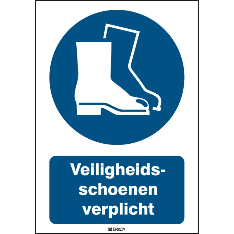 Beperkte Voorraad Brady - Gebodspictogram - ISO 7010 Pictogrammen - Veiligheidsschoenen verplicht - STNL M008-210x297-PP-CRD/1 - 819058 - 86819058