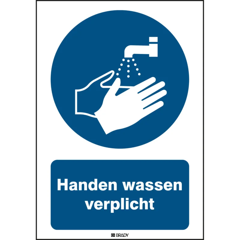 Brady - Gebodspictogram - ISO 7010 Pictogrammen - Handen wassen verplicht - STNL M011-148x210-PE-CRD/1 - 819496 - 86819496 Nu Kopen