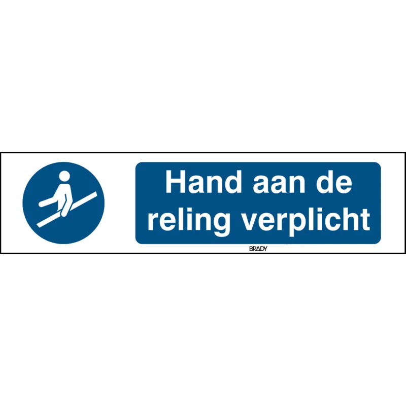Brady - Gebodspictogram - ISO 7010 Pictogrammen - Hand aan de reling verplicht - STNL M012-297x74-PP-CRD/1 - 819657 - 86819657 Rechtstreeks Van De Fabrikant