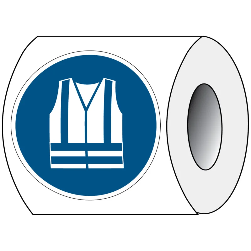 Aanbieding Brady - Gebodspictogram - ISO Veiligheidspictogram - Veiligheidsjas met verhoogde zichtbaarheid verplicht - PIC M015-Dia 025-PE-ROLL/1 - 820054 - 86820054