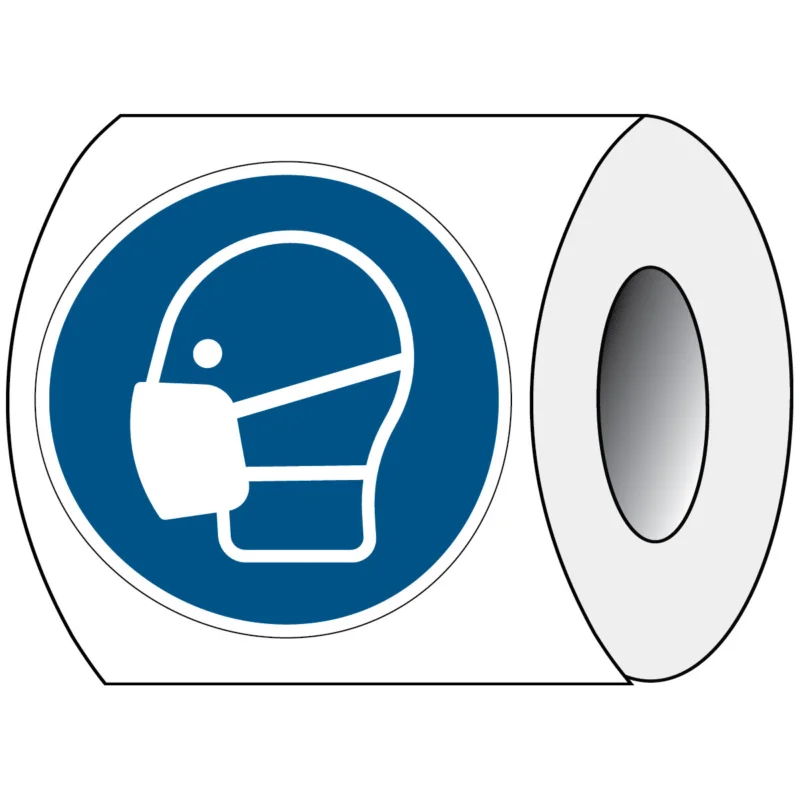 Betaalbaar Brady - Gebodspictogram - ISO Veiligheidspictogram - (Lichte) ademhalingsbescherming verplicht - PIC M016-Dia 100-PE-ROLL/1 - 820207 - 86820207