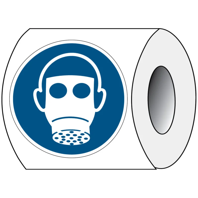 Brady - Gebodspictogram - ISO Veiligheidspictogram - Ademhalingsbescherming verplicht - PIC M017-Dia 025-PE-ROLL/1 - 820352 - 86820352 Gratis Retour