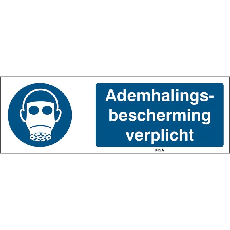Bestseller Brady - Gebodspictogram - ISO 7010 Pictogrammen - Ademhalingsbescherming verplicht - STNL M017-150x50-PE-CRD/1 - 820393 - 86820393