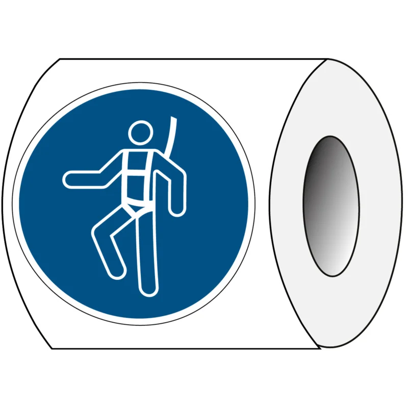 Brady - Gebodspictogram - ISO Veiligheidspictogram - Individueel veiligheidsharnas verplicht - PIC M018-Dia 050-PE-ROLL/1 - 820503 - 86820503 Aanbieding