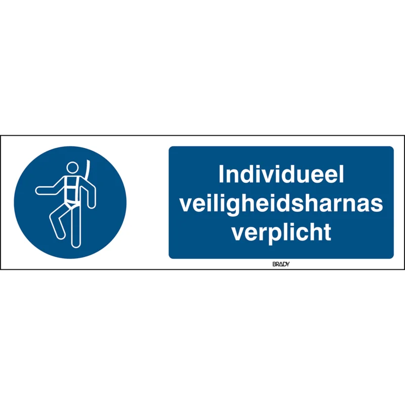 Brady - Gebodspictogram - ISO 7010 Pictogrammen - Individueel veiligheidsharnas verplicht - STNL M018-450x150-PP-CRD/1 - 820553 - 86820553 Superprijs