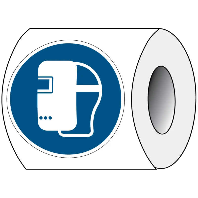 Brady - Gebodspictogram - ISO Veiligheidspictogram - Lasmasker verplicht - PIC M019-Dia 050-PE-ROLL/1 - 820652 - 86820652 Veilige Betaling
