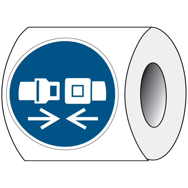 Brady - Gebodspictogram - ISO Veiligheidspictogram - Veiligheidsriem verplicht - PIC M020-Dia 100-PE-ROLL/1 - 820803 - 86820803 Hete Deal